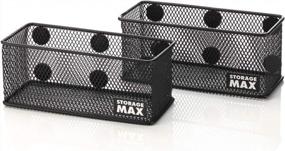 img 3 attached to Organize Your Space With Strong Magnetic Baskets - 2-Pack Black StorageMax Wire Mesh For Fridge, Office Cabinet, Whiteboard, And School Locker