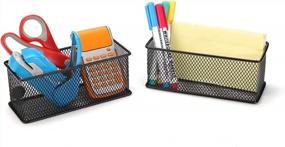 img 1 attached to Organize Your Space With Strong Magnetic Baskets - 2-Pack Black StorageMax Wire Mesh For Fridge, Office Cabinet, Whiteboard, And School Locker