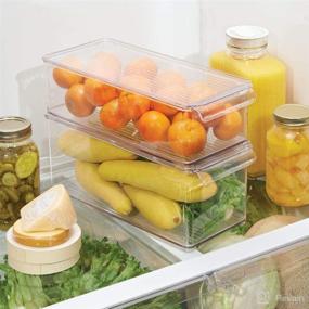 img 1 attached to 📦 iDesign Clear Plastic Refrigerator and Freezer Storage Bin: BPA-Free Organizer for Kitchen, Garage, Basement - 6"x6"x14.5" with Lid