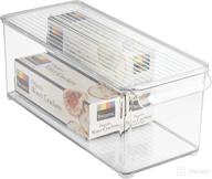 📦 idesign clear plastic refrigerator and freezer storage bin: bpa-free organizer for kitchen, garage, basement - 6"x6"x14.5" with lid логотип