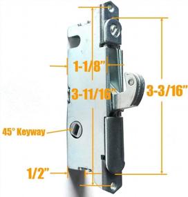img 2 attached to Oak Wood Interior & Exterior Sliding Glass Patio Door Handle Set W/ White Diecast Finish And 45° Keyway Mortise Lock - Fits 3-15/16” Screw Hole Spacing, Non-Keyed With Latch