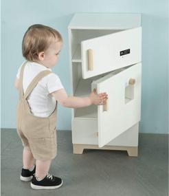 img 2 attached to Labebe - Деревянный холодильник с морозильной камерой для малышей: набор кухонных игрушек для ролевых игр для мальчиков и девочек (15,8 дюйма, 13,8 дюйма, 27 дюймов)