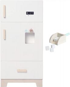 img 4 attached to Labebe - Деревянный холодильник с морозильной камерой для малышей: набор кухонных игрушек для ролевых игр для мальчиков и девочек (15,8 дюйма, 13,8 дюйма, 27 дюймов)