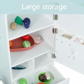 img 3 attached to Labebe - Деревянный холодильник с морозильной камерой для малышей: набор кухонных игрушек для ролевых игр для мальчиков и девочек (15,8 дюйма, 13,8 дюйма, 27 дюймов)