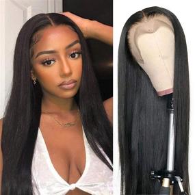 img 4 attached to BLY Lace Front Wigs Human Hair Pre Plucked 180% Density 22 Inch Straight 13X4 T Part Lace Frontal Wigs For Black Women Knots Bleached Natural Color