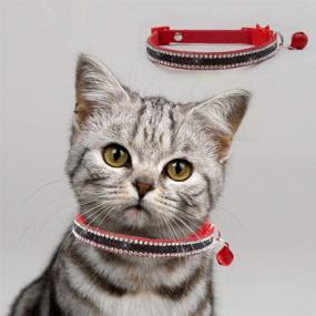 img 1 attached to 🐱 9-inch Leather Cat Collar with Bell - Pet Safety Buckle Collar for Small Cats and Dogs (1Pcs，Red)