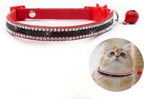 img 4 attached to 🐱 9-inch Leather Cat Collar with Bell - Pet Safety Buckle Collar for Small Cats and Dogs (1Pcs，Red)