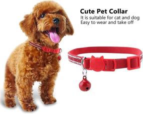 img 2 attached to 🐱 9-inch Leather Cat Collar with Bell - Pet Safety Buckle Collar for Small Cats and Dogs (1Pcs，Red)