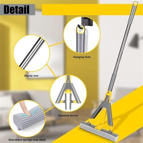 img 3 attached to 🧽 ZNM Sponge Mop: Super Absorbent PVA Sponge Heads & Iron Handle for Efficient Hardwood, Marble, Ceramic Floor Cleaning in Kitchen and Bathroom