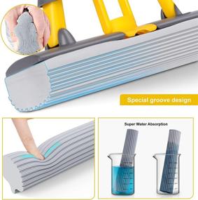 img 2 attached to 🧽 ZNM Sponge Mop: Super Absorbent PVA Sponge Heads & Iron Handle for Efficient Hardwood, Marble, Ceramic Floor Cleaning in Kitchen and Bathroom