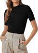 verdusa women's short sleeve mock neck rib knit t-shirt top logo