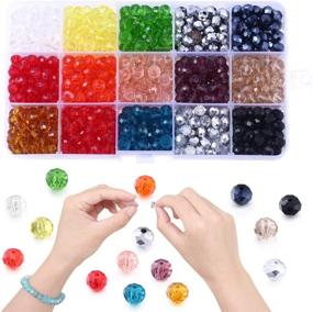 img 4 attached to 750Pcs Faceted Rondelle Glass Beads In 15 Vibrant Colors For Jewelry Making, DIY Crafts, Bracelets, Necklaces, And Earrings