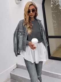 img 2 attached to Women'S Long Sleeve Patchwork Loose Fit Babydoll Blouse Tops - Crew Neck Oversized Shirt