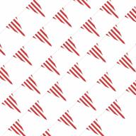 red & white pennant banner - 100ft decorations for birthday party, carnival, circus & festival celebrations | piokio supplies logo