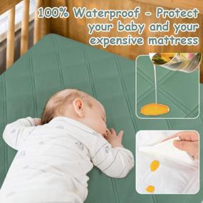 img 3 attached to Waterproof Fitted Crib Mattress Pad And Toddler Mattress Protector Baby Crib Mattress Cover Cradle Bedding Sheets Breathable And Hypoallergenic By Yoofoss (Dark Green, Crib 28''X52'')