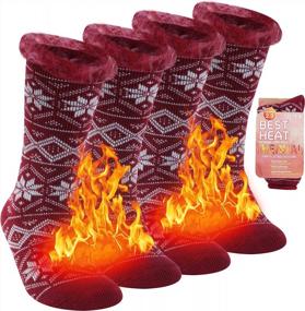 img 4 attached to Stay Warm This Winter With Sunew Unisex Thick Insulated Heated Thermal Socks!
