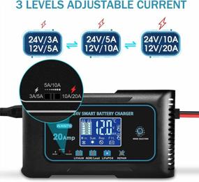 img 2 attached to 20 Amp Lithium Battery Charger, 12V And 24V Lifepo4 Lead-Acid AGM/Gel/SLA Portable Car Battery Maintainer Trickle Charger Desulfator For Automotive Boat Motorcycle