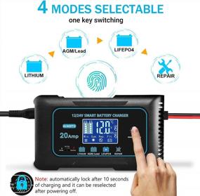 img 3 attached to 20 Amp Lithium Battery Charger, 12V And 24V Lifepo4 Lead-Acid AGM/Gel/SLA Portable Car Battery Maintainer Trickle Charger Desulfator For Automotive Boat Motorcycle