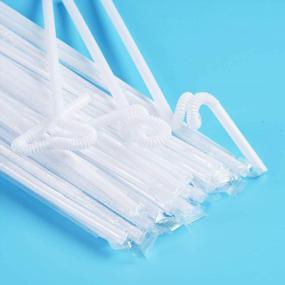 img 2 attached to 200 Pcs Individually Packaged White Plastic Extra Long Flexible Disposable Drinking Straws.(0.23'' Diameter And 10.2" Long) (White)