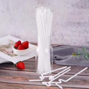 img 1 attached to 200 Pcs Individually Packaged White Plastic Extra Long Flexible Disposable Drinking Straws.(0.23'' Diameter And 10.2" Long) (White)