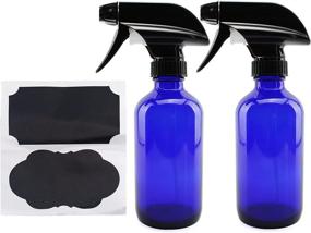 img 4 attached to 🔵 Set of 2 Cobalt Blue Glass Boston Round Spray Bottles (8-Ounce) with 3-Setting Heavy Duty Sprayers - Ideal for Essential Oil Blends, DIY Cleaning, and More - Refillable Empty Bottles