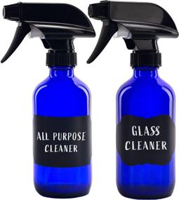 img 3 attached to 🔵 Set of 2 Cobalt Blue Glass Boston Round Spray Bottles (8-Ounce) with 3-Setting Heavy Duty Sprayers - Ideal for Essential Oil Blends, DIY Cleaning, and More - Refillable Empty Bottles