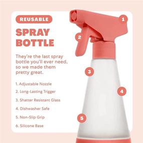 img 2 attached to 🧴 Cleancult Glass Spray Bottle - Shatter Resistant & Dishwasher Safe - All Purpose Cleaning Spray Bottle with BPA-Free Plastic Nozzle & Non-Slip Silicone Sleeve - 16oz, 2 Pack - Clay | Buy Now