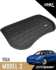 img 4 attached to 🔒 Enhance Protection for your Tesla Model 3 with 3D MAXpider Front Cargo Liner - Custom Fit, All-Weather Kagu Series in Smooth Black Basin