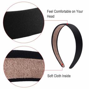 img 2 attached to SIQUK 14 Pieces Satin Headbands 1 Inch Non-Slip Ribbon Headband Black Hair Headbands DIY Satin Hard Headbands For Women Girls