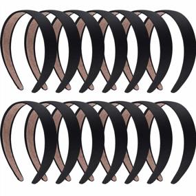 img 4 attached to SIQUK 14 Pieces Satin Headbands 1 Inch Non-Slip Ribbon Headband Black Hair Headbands DIY Satin Hard Headbands For Women Girls