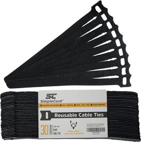 img 2 attached to 🔗 30 Pack of Reusable Cable Management Ties - 8" Self-Gripping Cord Straps for Organizing Cables, Cords, and Wires in Desks and Offices - Simple and Efficient Cord Organizer (Black)