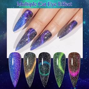 img 2 attached to 6Pcs 9D Cat Eye Gel Nail Polish Set 10Ml, Galaxy Holographic Cateye Magnetic Manicure With Chameleon Magic Effect - Soak Off UV Reflective MIZHSE