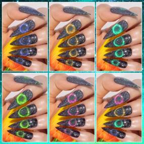 img 1 attached to 6Pcs 9D Cat Eye Gel Nail Polish Set 10Ml, Galaxy Holographic Cateye Magnetic Manicure With Chameleon Magic Effect - Soak Off UV Reflective MIZHSE