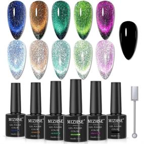 img 4 attached to 6Pcs 9D Cat Eye Gel Nail Polish Set 10Ml, Galaxy Holographic Cateye Magnetic Manicure With Chameleon Magic Effect - Soak Off UV Reflective MIZHSE