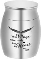 stainless steel memorial ashes holder - dletay small keepsake urns for human ashes 1.57 inch mini cremation urns: 'your wings were ready, but my heart was not' logo