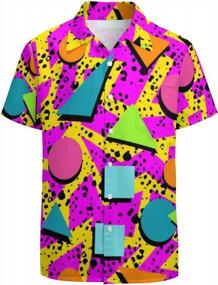 img 4 attached to Рубашки 80-х годов для мужчин 90-х годов Рубашка 80-х и 90-х годов Гавайская рубашка с юмором для лета Ретро рубашка на пуговицах для вечеринки в стиле 90-х одежда для мужчин 80-х годов.