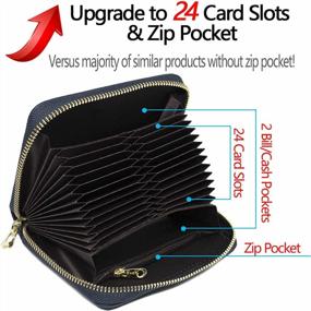img 2 attached to Imeetu RFID Credit Card Holder Leather Zipper Card Case Wallet 24 Card Slots For Women