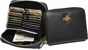 img 3 attached to Imeetu RFID Credit Card Holder Leather Zipper Card Case Wallet 24 Card Slots For Women