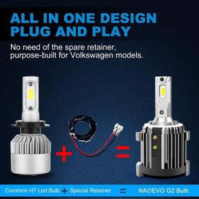 img 3 attached to Светодиодные лампы для фар NAOEVO Pro G2 H7 для Volkswagen - Passat Golf GTI Tiguan Regular Lights Plug &amp; Play 7600LM 6000K Специальные автомобильные адаптеры 2 года гарантии (2 шт.)