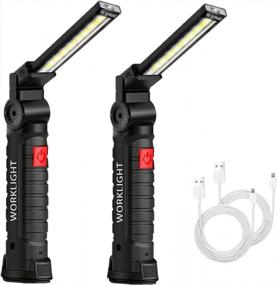 img 4 attached to Rechargeable LED Work Light With Magnetic Base: Perfect For Mechanics, Car Repair, Home & Garage