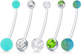 img 4 attached to 14G 1&1/2 Inch Length Pregnancy Maternity Flexible Bioplast Long Belly Button Rings Navel Retainer Body Piercing Varied Style JFORYOU