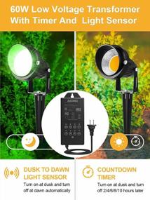 img 2 attached to 12-Pack ZUCKEO Low Voltage Landscape Lights With Timer Transformer & Connector, 5W RGB Color Changing Outdoor LED Spotlights For Yard Garden, Waterproof 12V 24V Path Lighting