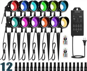 img 4 attached to 12-Pack ZUCKEO Low Voltage Landscape Lights With Timer Transformer & Connector, 5W RGB Color Changing Outdoor LED Spotlights For Yard Garden, Waterproof 12V 24V Path Lighting