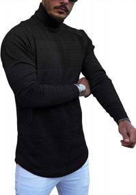 img 4 attached to Stay Stylish And Warm: Gafeng Men'S Slim Fit Turtleneck Check Houndstooth T-Shirt For Winter