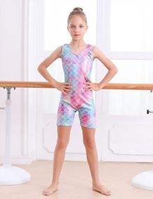 img 1 attached to Idgreatim Little Girls Gymnastics Leotard With Shorts 3D Graphic Sparkly Dance Biketard Unitards For Kids 2-10 Years