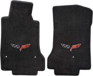 🚗 c6 corvette floor mats set for 2007.5-2013: driver & passenger; black / ebony velourtex fabric with crossed flags logo embroidery логотип