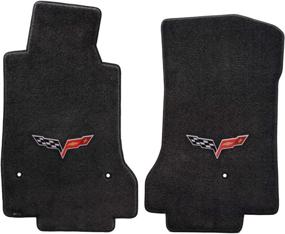 img 4 attached to 🚗 C6 Corvette Floor Mats Set for 2007.5-2013: Driver & Passenger; Black / Ebony Velourtex Fabric with Crossed Flags Logo Embroidery