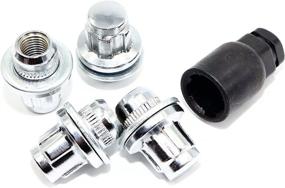 img 1 attached to 🔒 Premium Set of 4 Chrome Lug Nut Wheel Locks - 12x1.5 Veritek OE 1.47 Inch - Factory Style Replacement for Lexus Toyota