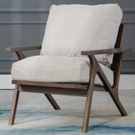 guyou mid century modern accent chair деревянное кресло для отдыха с мягкими съемными подушками, одноместный диван, удобный ретро-стул для гостиной / спальни / читального зала (бежевый) логотип