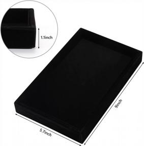img 3 attached to Empty Ring Earrings Tray Box - VALYRIA Velvet Jewelry Organizer Display (Black)